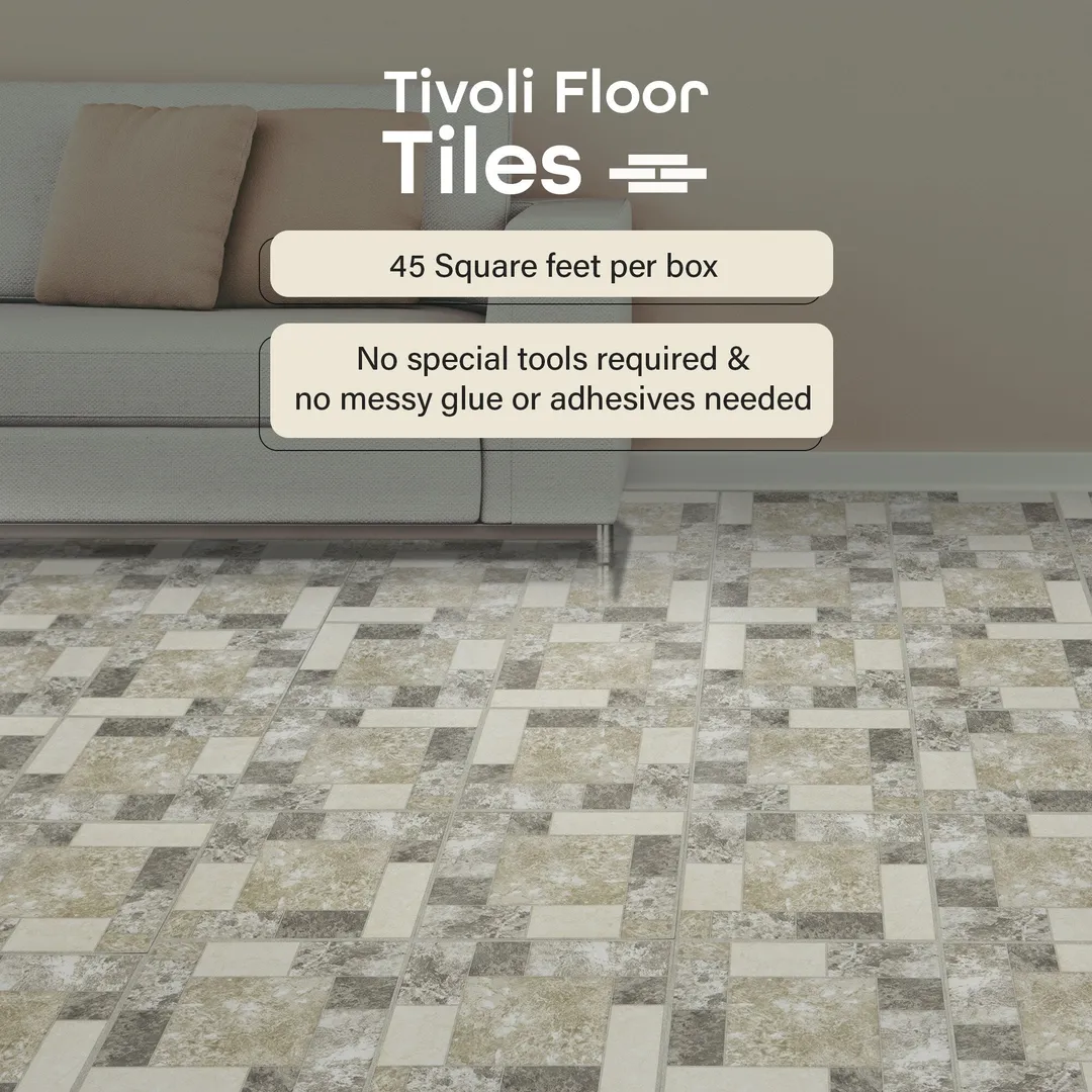 Achim Tivoli Marble Block 12-in x 12-in Peel-and-Stick Vinyl Tile Flooring, 45-sq ft Carton, photo 6 of 8