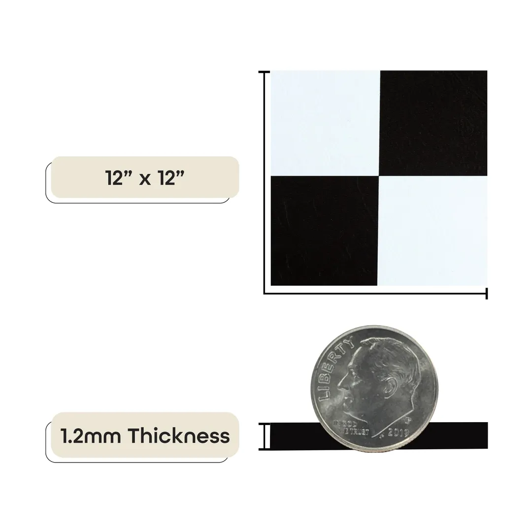 ACHIM Tivoli Black and White 12 in. x 12 in. Peel-and-Stick Checkered Vinyl Tile, 45 sq. ft./Case, photo 3 of 7