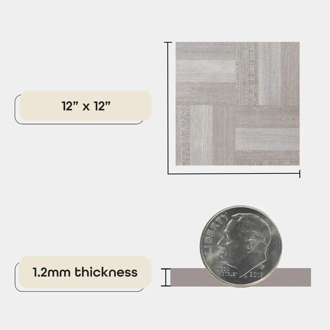 Achim Sterling Ash Grey Wood 12-in x 12-in Peel-and-Stick Vinyl Tile Flooring, 45-sq ft Carton, photo 2 of 6