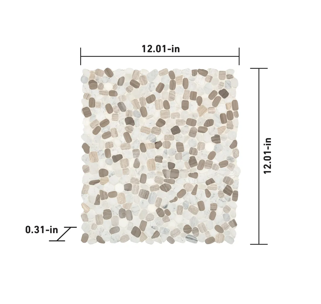 Satori Mixed Warm Blend 12-in x 12-in Honed Natural Stone Marble Pebble Floor and Wall Tile (9.6-sq ft/Carton), photo 8 of 8