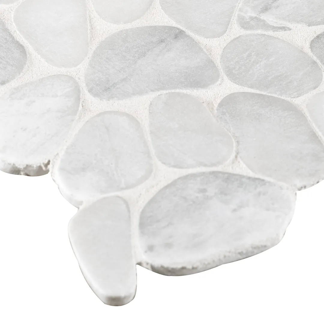 Satori 10-Pack Mixed White Marble 12-in x 12-in Honed Natural Stone Pebble Mosaic Floor and Wall Tile, photo 10 of 12