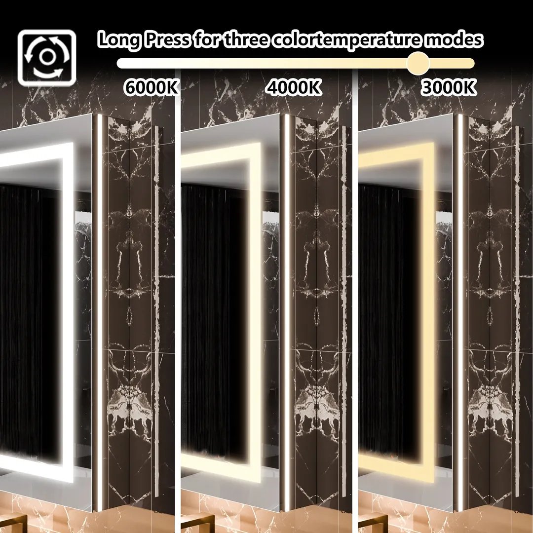 AAZJ EX11 42-in x 36-in Lighted LED Fog Free Surface/Recessed Mount Silver Mirrored Soft Close Medicine Cabinet with Outlet, photo 10 of 11