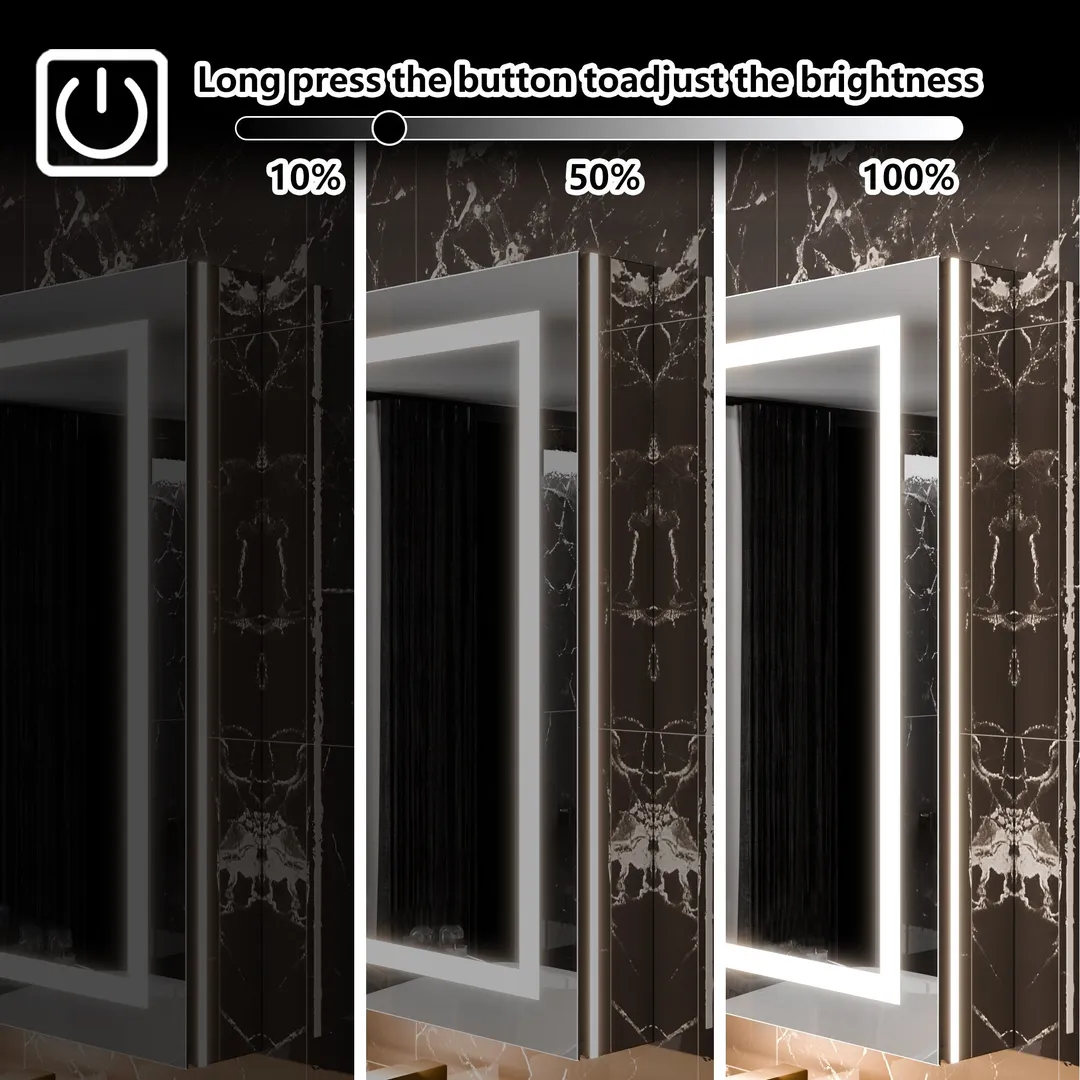 AAZJ EX11 48-in x 36-in Lighted LED Fog Free Surface/Recessed Mount Silver Mirrored Soft Close Medicine Cabinet with Outlet, photo 12 of 12