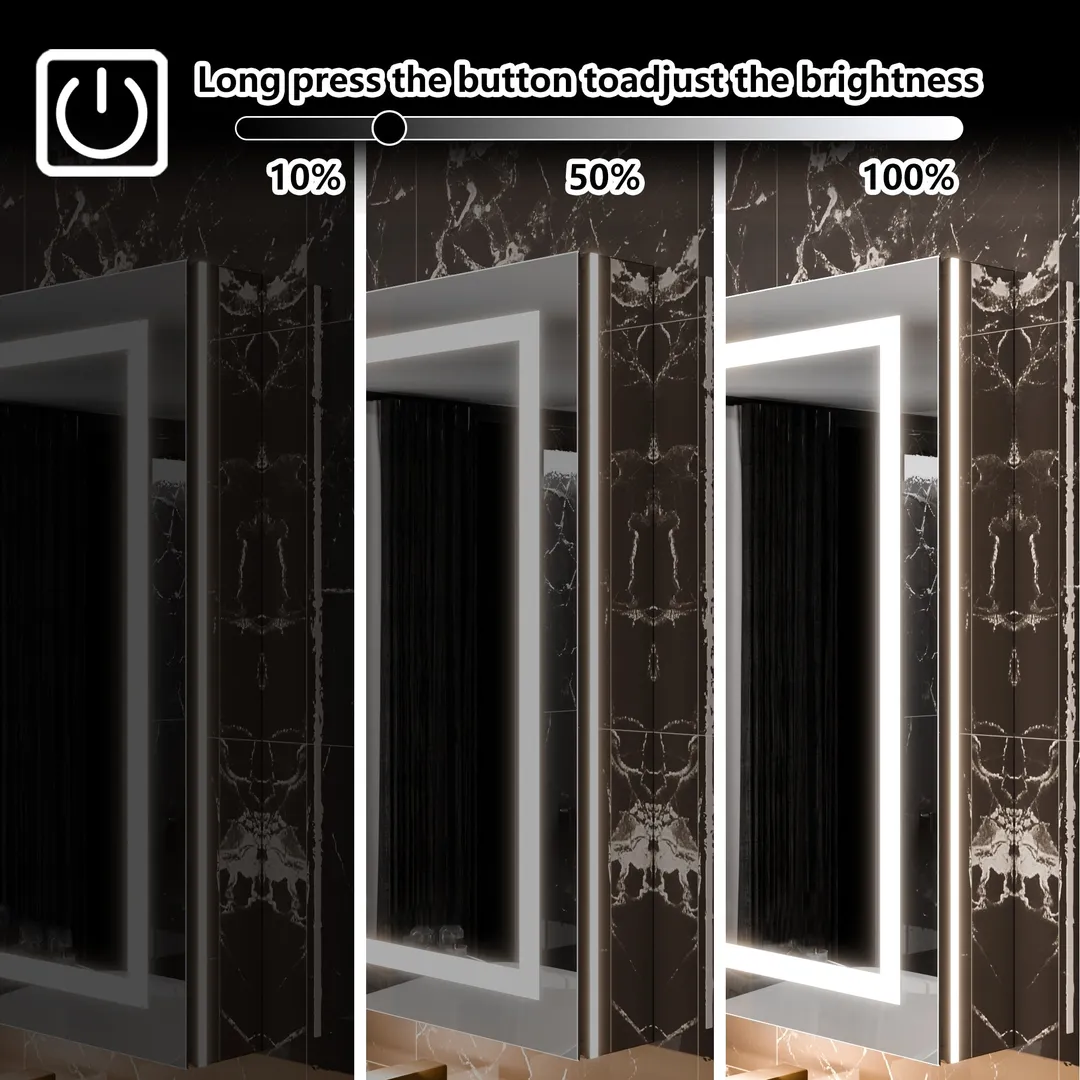 AAZJ EX11 42-in x 36-in Lighted LED Fog Free Surface/Recessed Mount Silver Mirrored Soft Close Medicine Cabinet with Outlet, photo 11 of 11