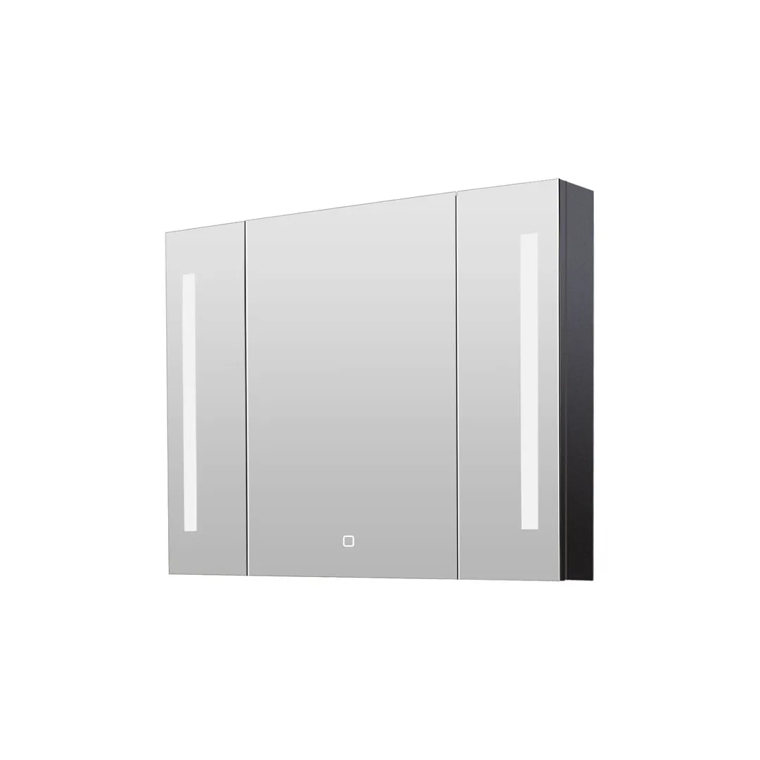 AAZJ AS 30-in x 26-in Lighted LED Fog Free Surface/Recessed Mount Black Mirrored Soft Close Medicine Cabinet, photo 5 of 8