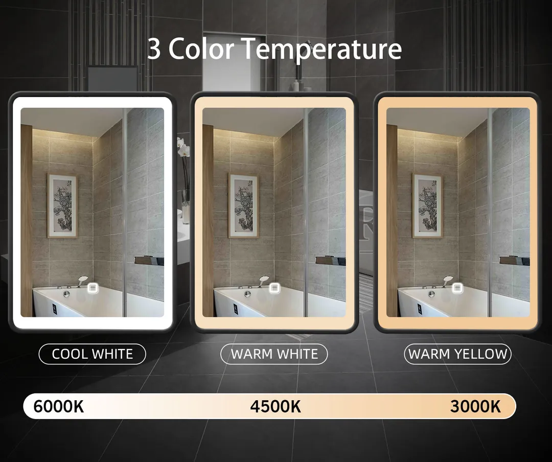 AAZJ 20-in x 28-in LED Fog Free Surface/Recessed Mount Black Mirrored Soft Close Medicine Cabinet, photo 5 of 6