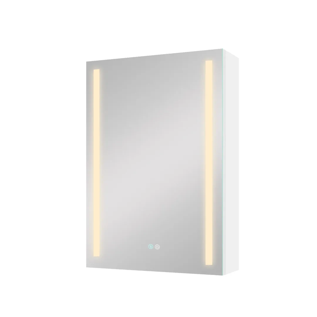 AAZJ 30-in x 20-in LED Fog Free Surface/Recessed Mount White Mirrored Soft Close Medicine Cabinet, photo 6 of 13