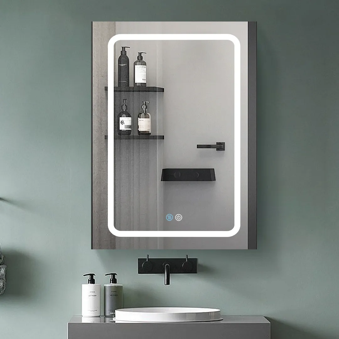 AAZJ 30-in x 20-in LED Fog Free Surface/Recessed Mount White Mirrored Soft Close Medicine Cabinet, photo 6 of 8