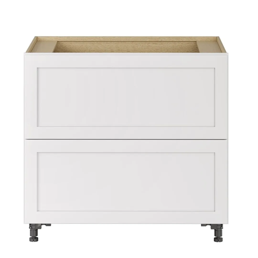Whalen CLICK-IT Enfield 36-in W x 34.5-in H x 24-in D Classic White Birch 2-Drawer Base Ready To Assemble Plywood Cabinet (Raised Panel Style), photo 8 of 13