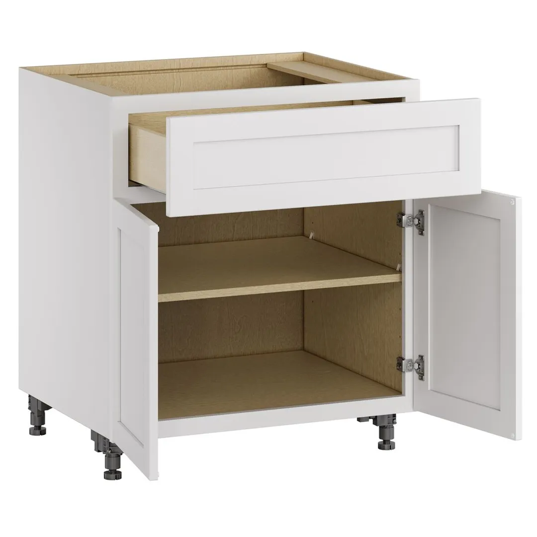 Whalen CLICK-IT Enfield 30-in W x 34.5-in H x 24-in D Classic White Birch 1-Drawer Base Ready To Assemble Plywood Cabinet (Raised Panel Shaker Style), photo 4 of 10