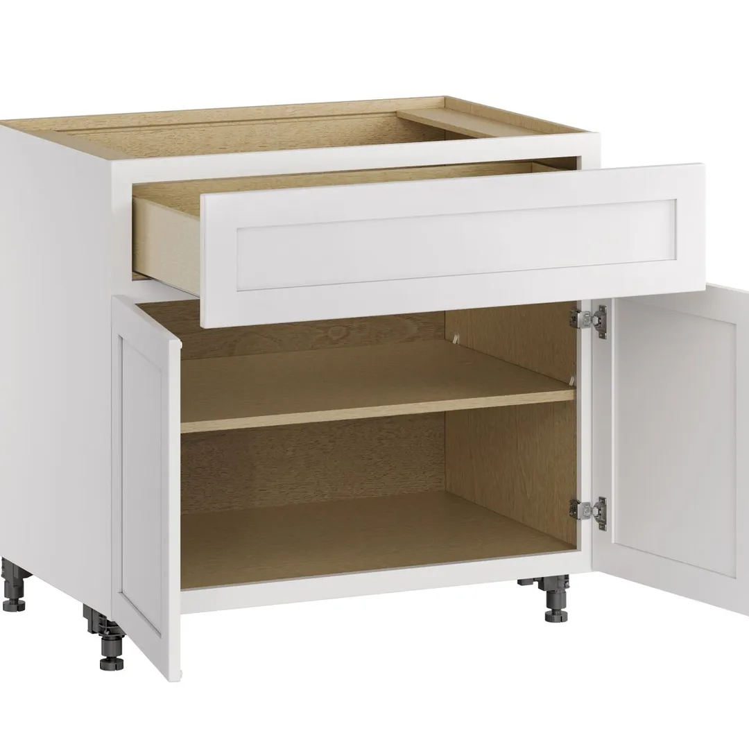 Whalen CLICK-IT Enfield 36-in W x 34.5-in H x 24-in D Classic White Birch 1-Drawer Base Ready To Assemble Plywood Cabinet (Raised Panel Shaker Style), photo 4 of 10