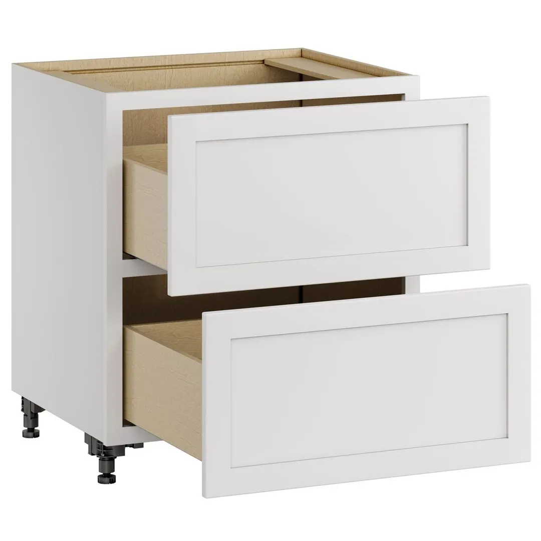 Whalen CLICK-IT Enfield 30-in W x 34.5-in H x 24-in D Classic White Birch 2-Drawer Base Ready To Assemble Plywood Cabinet (Raised Panel Style), photo 4 of 10