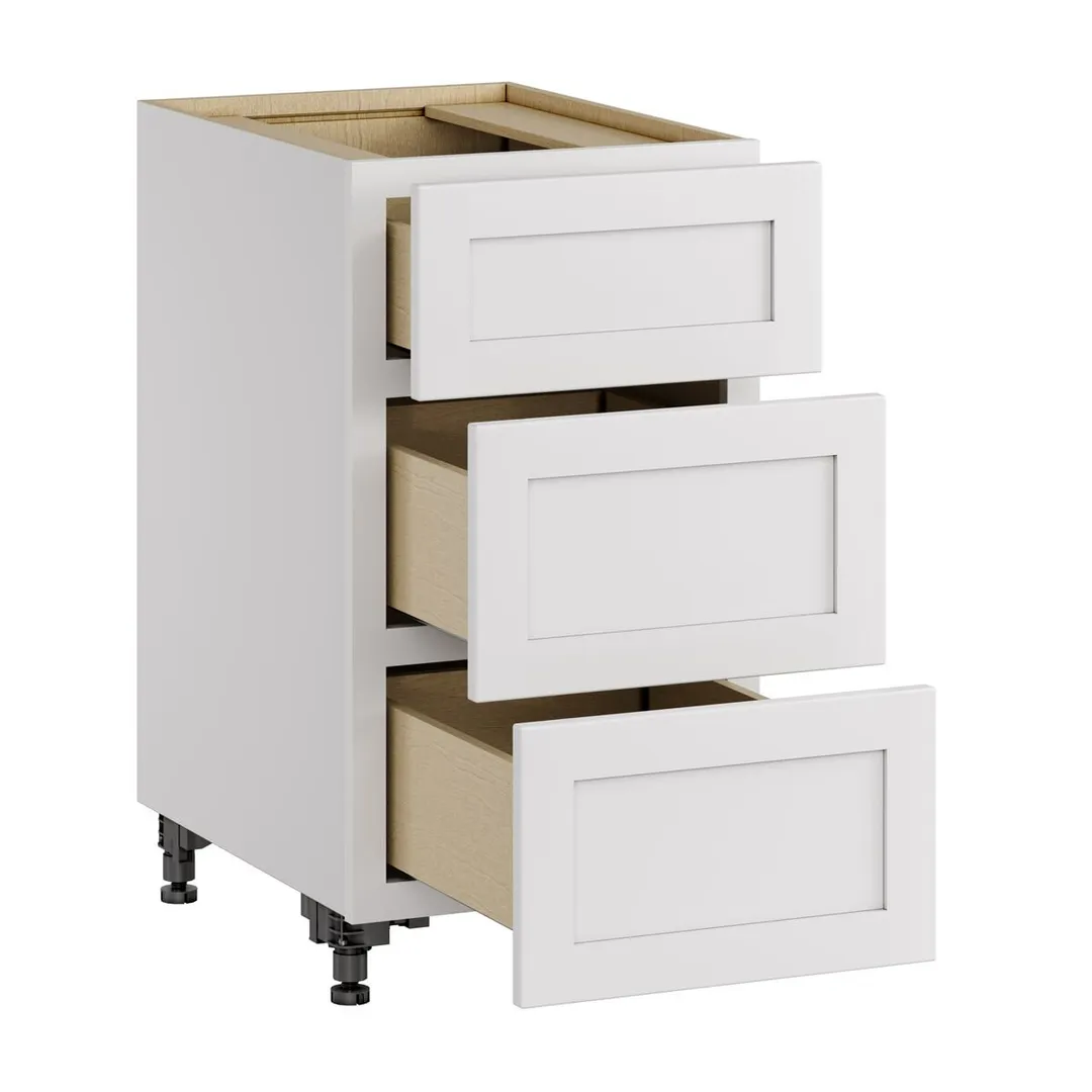 Whalen CLICK-IT Enfield 18-in W x 34.5-in H x 24-in D Classic White Birch 3-Drawer Base Ready To Assemble Plywood Cabinet (Raised Panel Style), photo 4 of 10