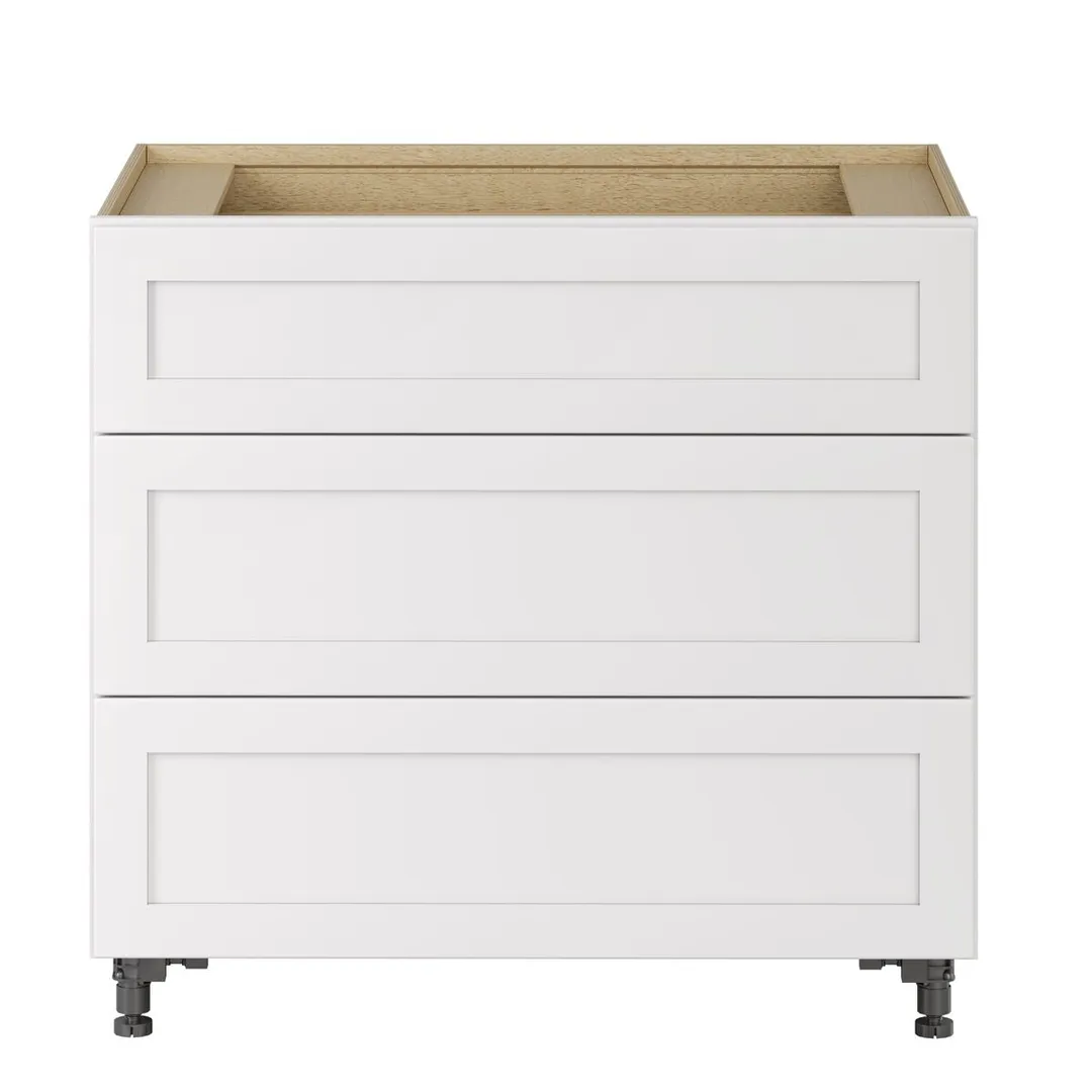 Whalen CLICK-IT Enfield 36-in W x 34.5-in H x 24-in D Classic White Birch 3-Drawer Base Ready To Assemble Plywood Cabinet (Raised Panel Style), photo 8 of 11