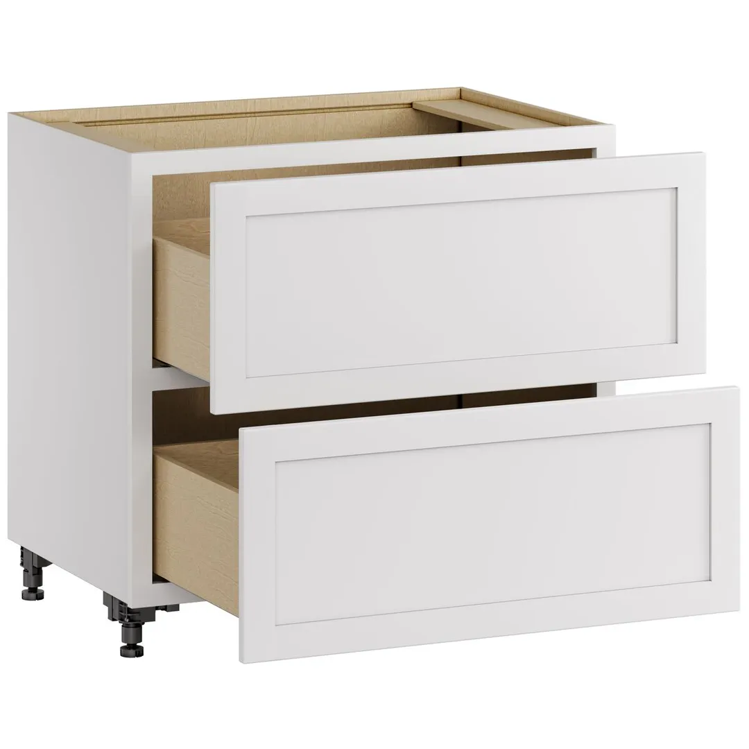 Whalen CLICK-IT Enfield 36-in W x 34.5-in H x 24-in D Classic White Birch 2-Drawer Base Ready To Assemble Plywood Cabinet (Raised Panel Style), photo 4 of 13