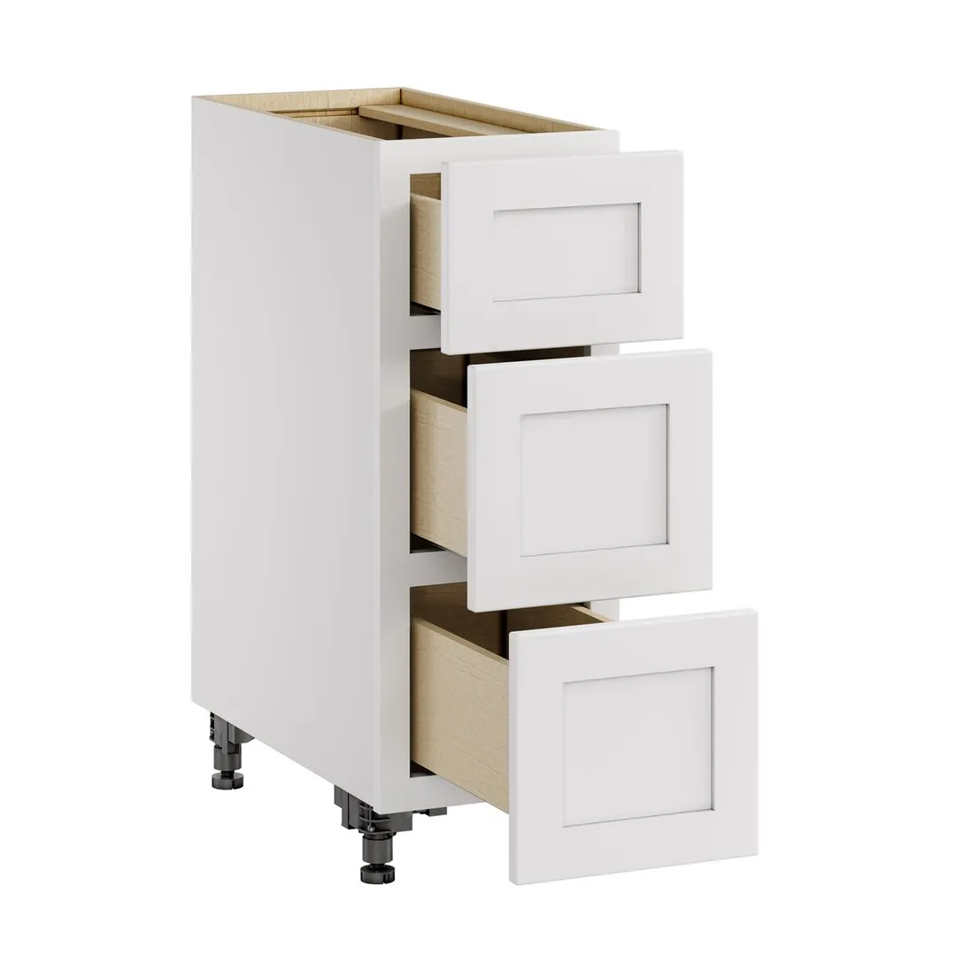 Whalen CLICK-IT Enfield 12-in W x 34.5-in H x 24-in D Classic White Birch 3-Drawer Base Ready To Assemble Plywood Cabinet (Raised Panel Style), photo 4 of 10
