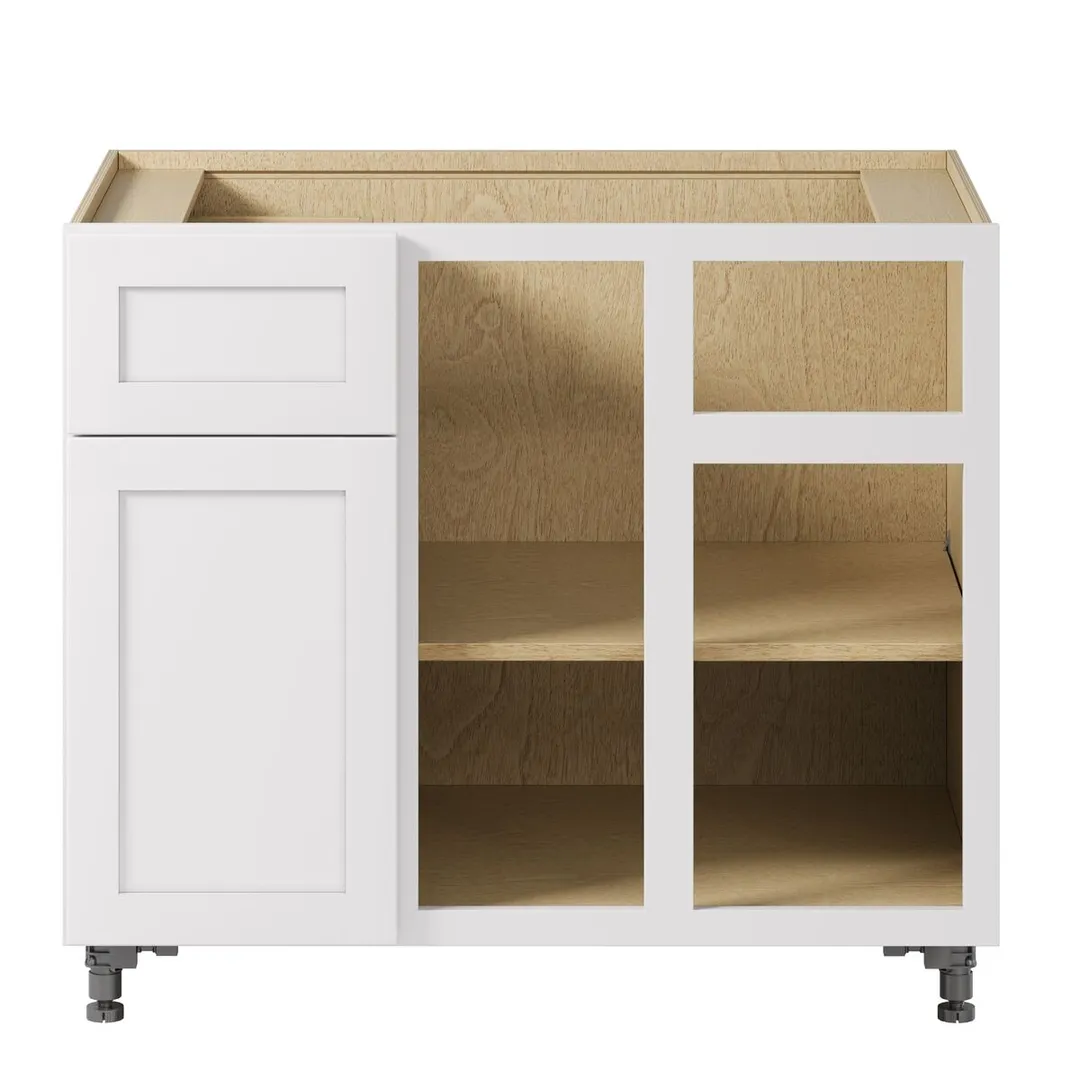 Whalen CLICK-IT Enfield 36-in W x 34.5-in H x 24-in D Classic White Birch Blind Corner Base Ready To Assemble Plywood Cabinet (Raised Panel Shaker Style), photo 8 of 10