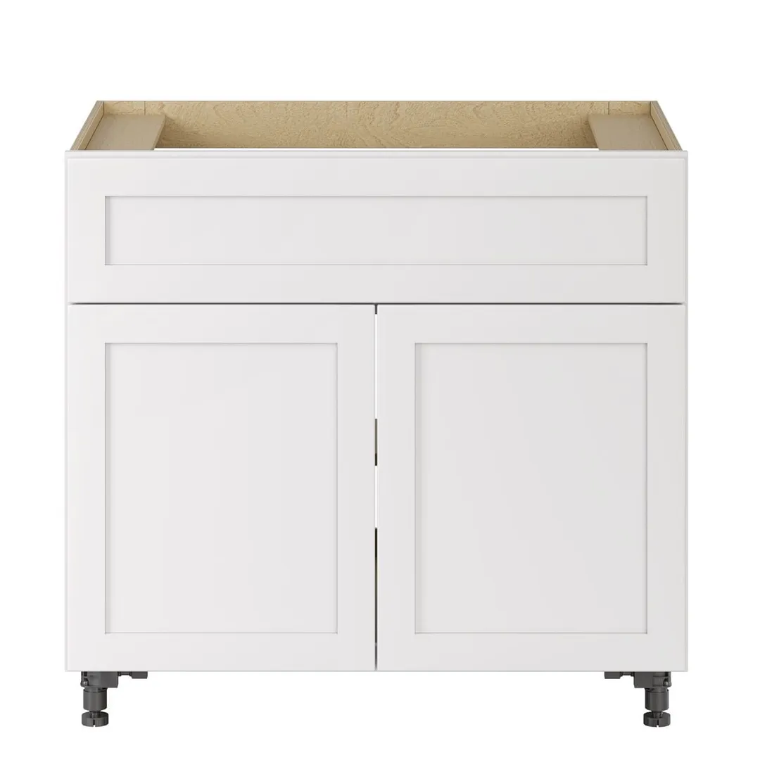 Whalen CLICK-IT Enfield 36-in W x 34.5-in H x 24-in D Classic White Birch Sink Base Ready To Assemble Plywood Cabinet (Raised Panel Shaker Style), photo 8 of 10