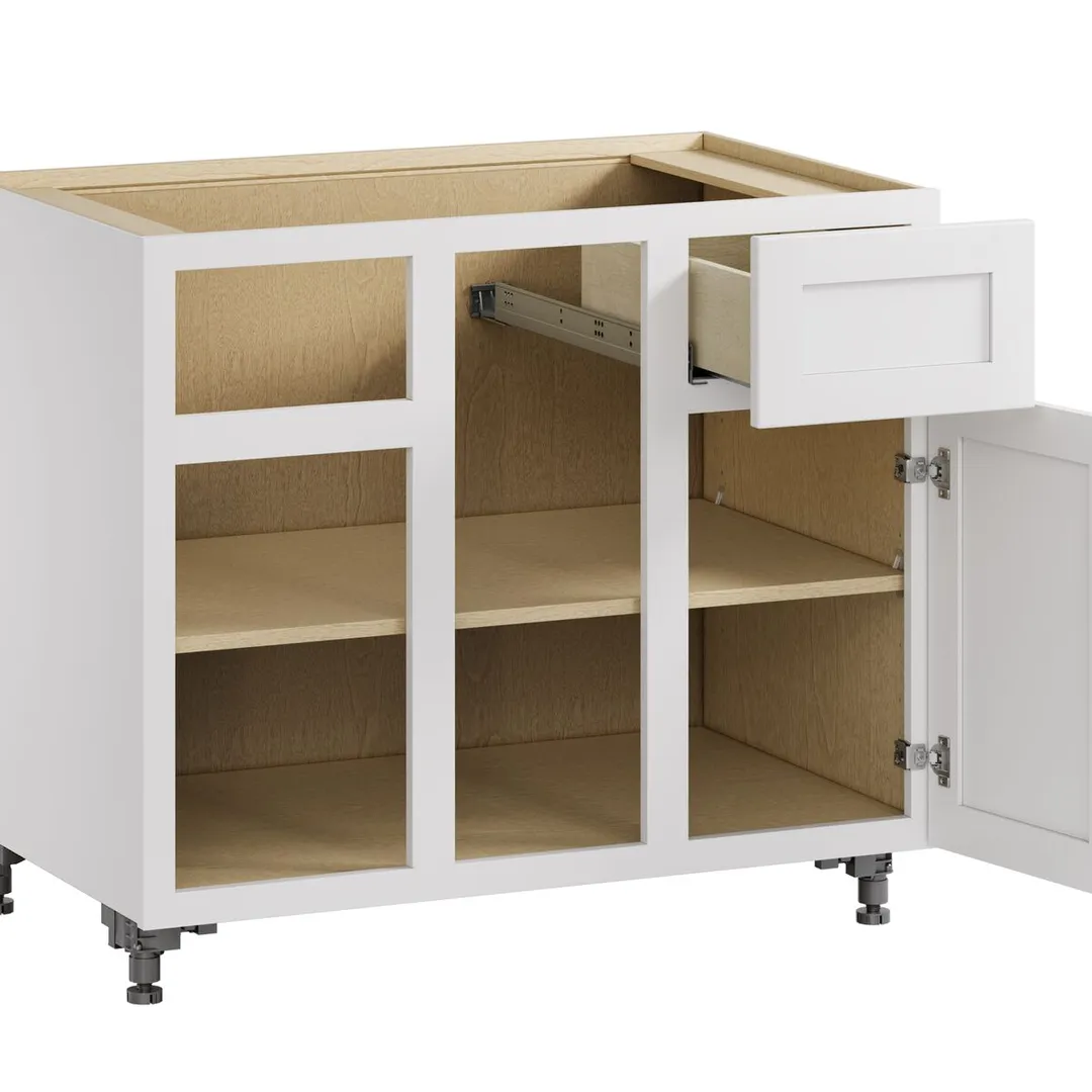Whalen CLICK-IT Enfield 36-in W x 34.5-in H x 24-in D Classic White Birch Blind Corner Base Ready To Assemble Plywood Cabinet (Raised Panel Shaker Style), photo 4 of 10