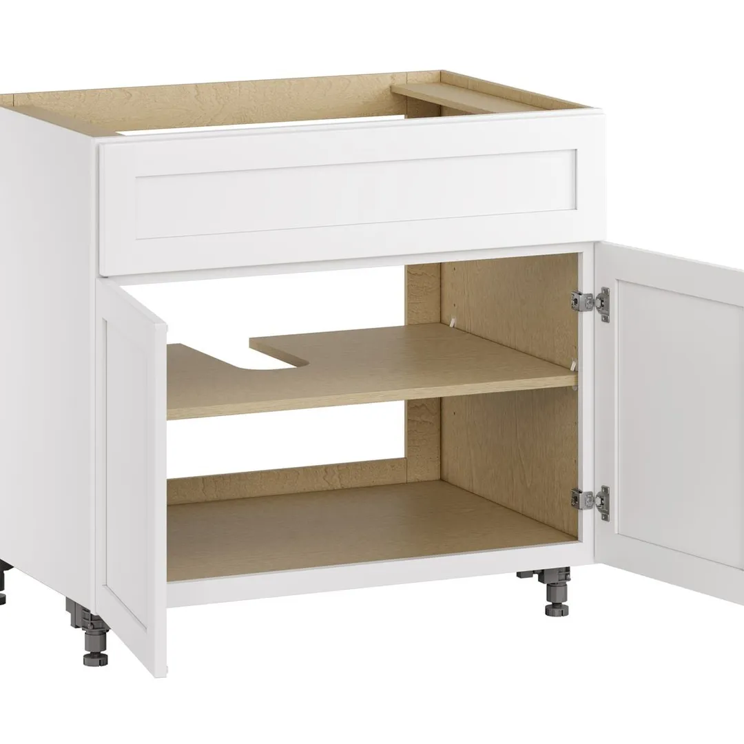 Whalen CLICK-IT Enfield 36-in W x 34.5-in H x 24-in D Classic White Birch Sink Base Ready To Assemble Plywood Cabinet (Raised Panel Shaker Style), photo 4 of 10