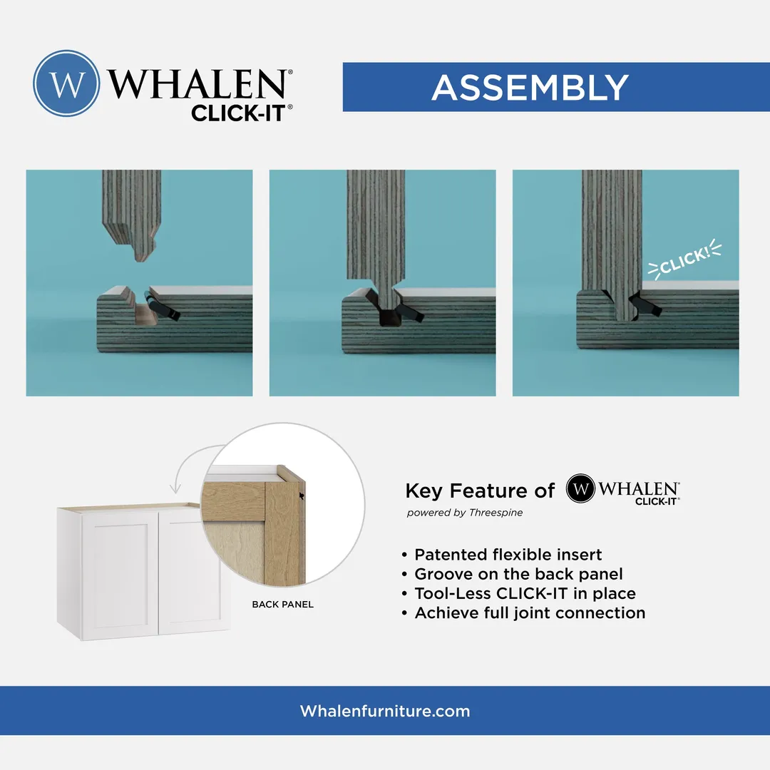 Whalen CLICK-IT Enfield 36-in W x 34.5-in H x 24-in D Classic White Birch 1-Drawer Base Ready To Assemble Plywood Cabinet (Raised Panel Shaker Style), photo 2 of 10