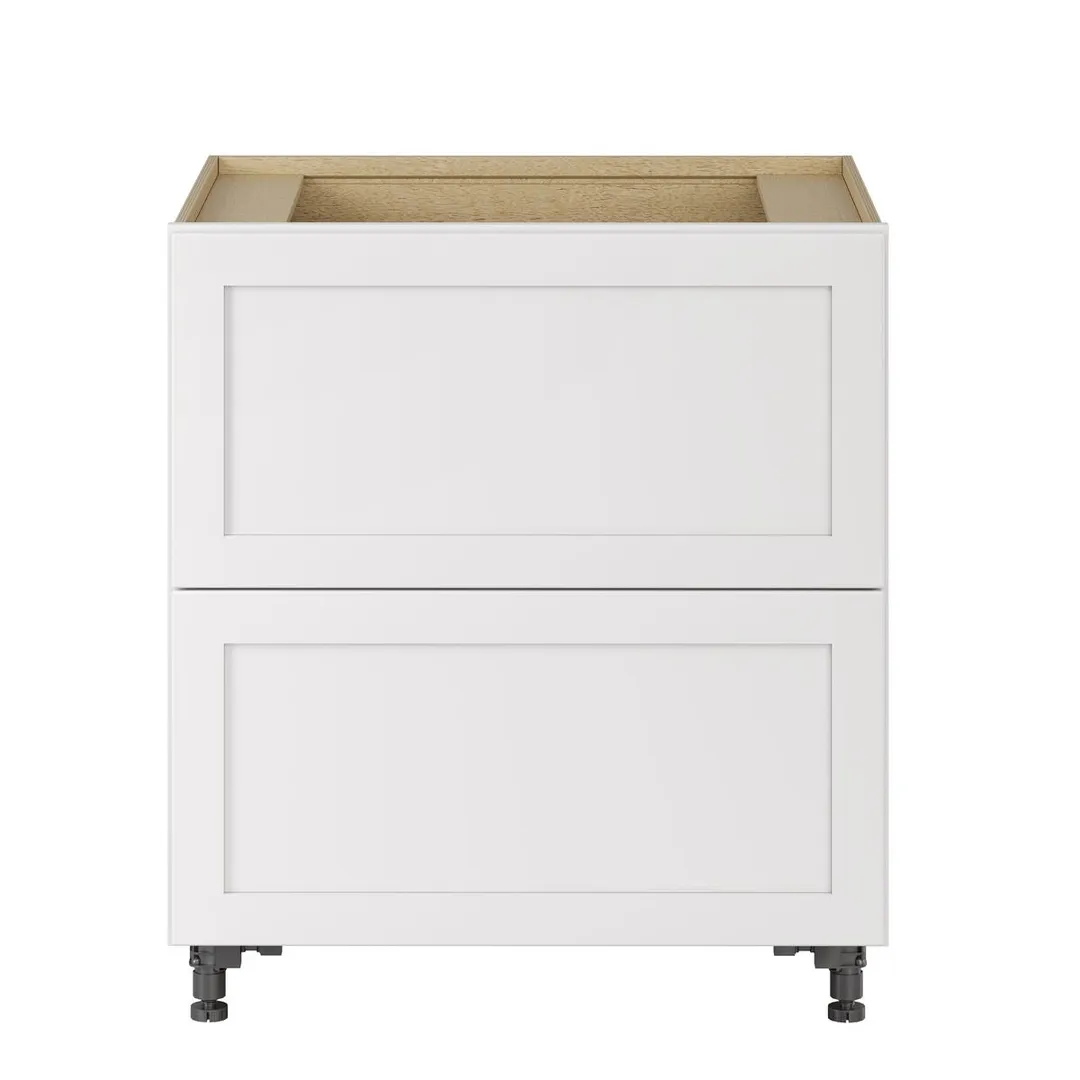 Whalen CLICK-IT Enfield 30-in W x 34.5-in H x 24-in D Classic White Birch 2-Drawer Base Ready To Assemble Plywood Cabinet (Raised Panel Style), photo 8 of 10