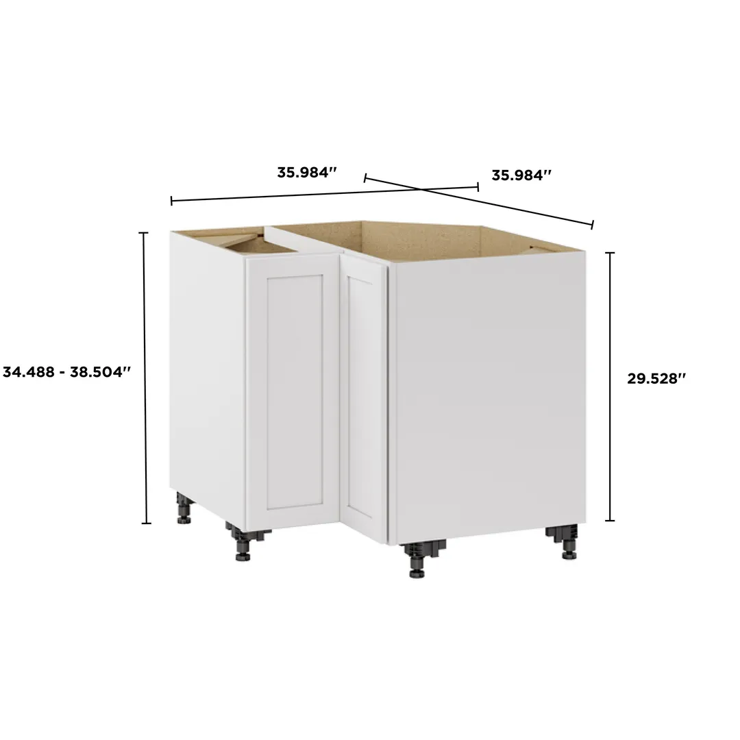 Whalen CLICK-IT Enfield 36-in W x 34.5-in H x 36-in D Classic White Birch Lazy Susan Corner Base Ready To Assemble Plywood Cabinet (Raised Panel Shaker Style), photo 10 of 12