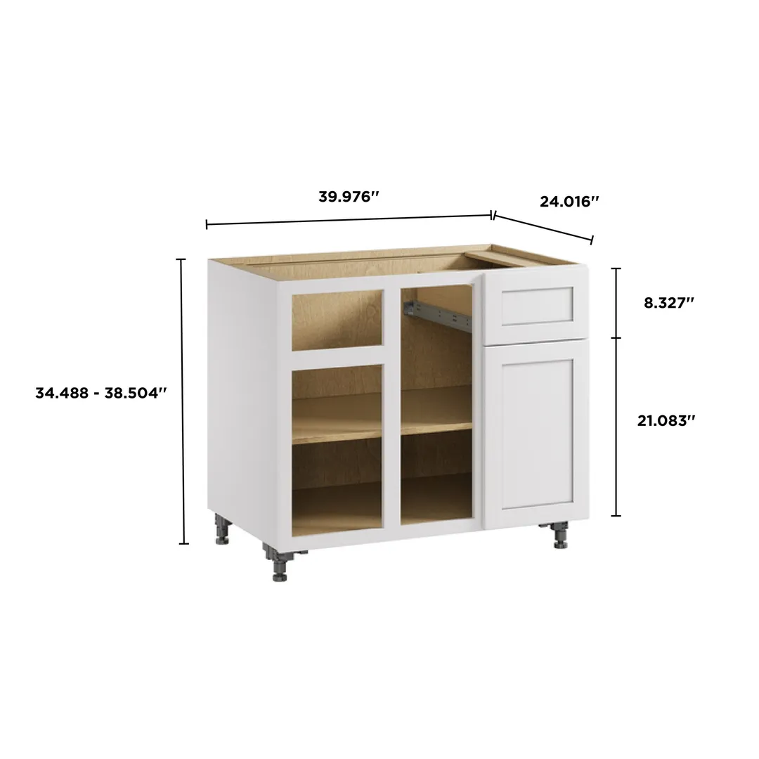 Whalen CLICK-IT Enfield 36-in W x 34.5-in H x 24-in D Classic White Birch Blind Corner Base Ready To Assemble Plywood Cabinet (Raised Panel Shaker Style), photo 9 of 10