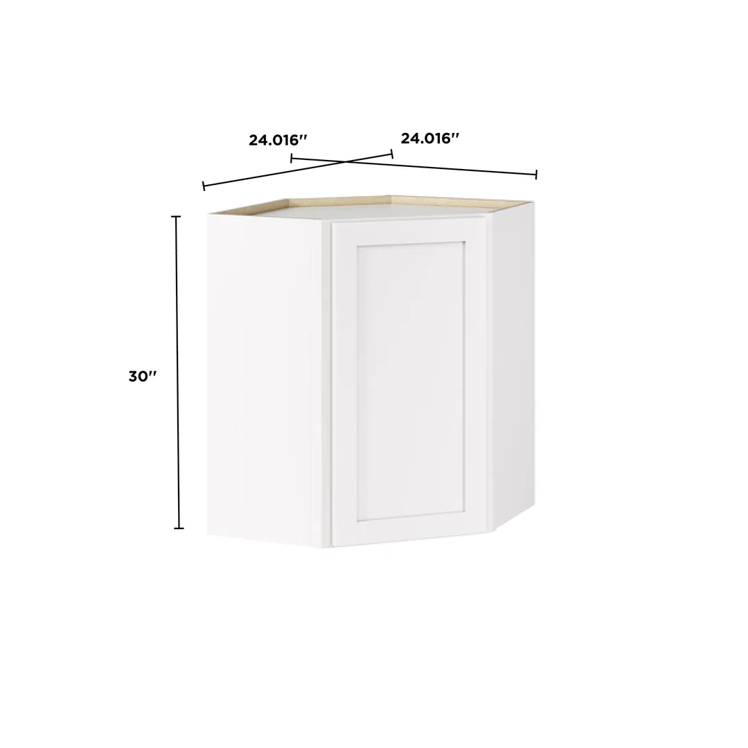 Whalen CLICK-IT Enfield 24-in W x 30-in H x 24-in D Classic White Birch Diagonal Corner Wall Ready To Assemble Plywood Cabinet (Raised Panel Shaker Style), photo 10 of 12