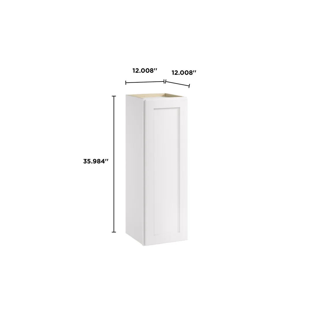 Whalen CLICK-IT Enfield 12-in W x 36-in H x 12-in D Classic White Birch Wall Ready To Assemble Plywood Cabinet (Raised Panel Shaker Door Style), photo 9 of 10