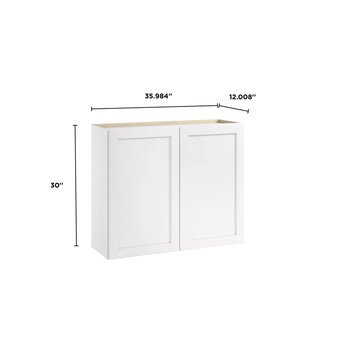 Whalen CLICK-IT Enfield 36-in W x 30-in H x 12-in D Classic White Birch Wall Ready To Assemble Plywood Cabinet (Raised Panel Shaker Door Style), photo 11 of 13