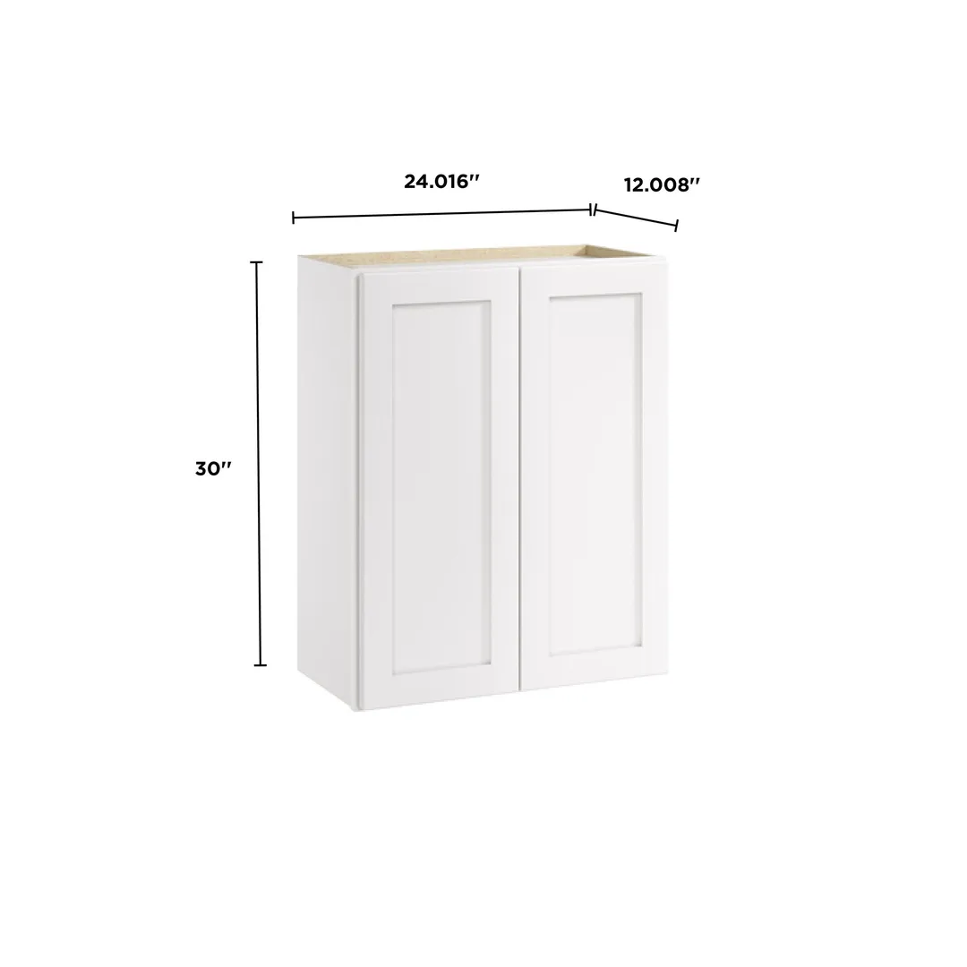 Whalen CLICK-IT Enfield 24-in W x 30-in H x 12-in D Classic White Birch Wall Ready To Assemble Plywood Cabinet (Raised Panel Shaker Door Style), photo 9 of 10
