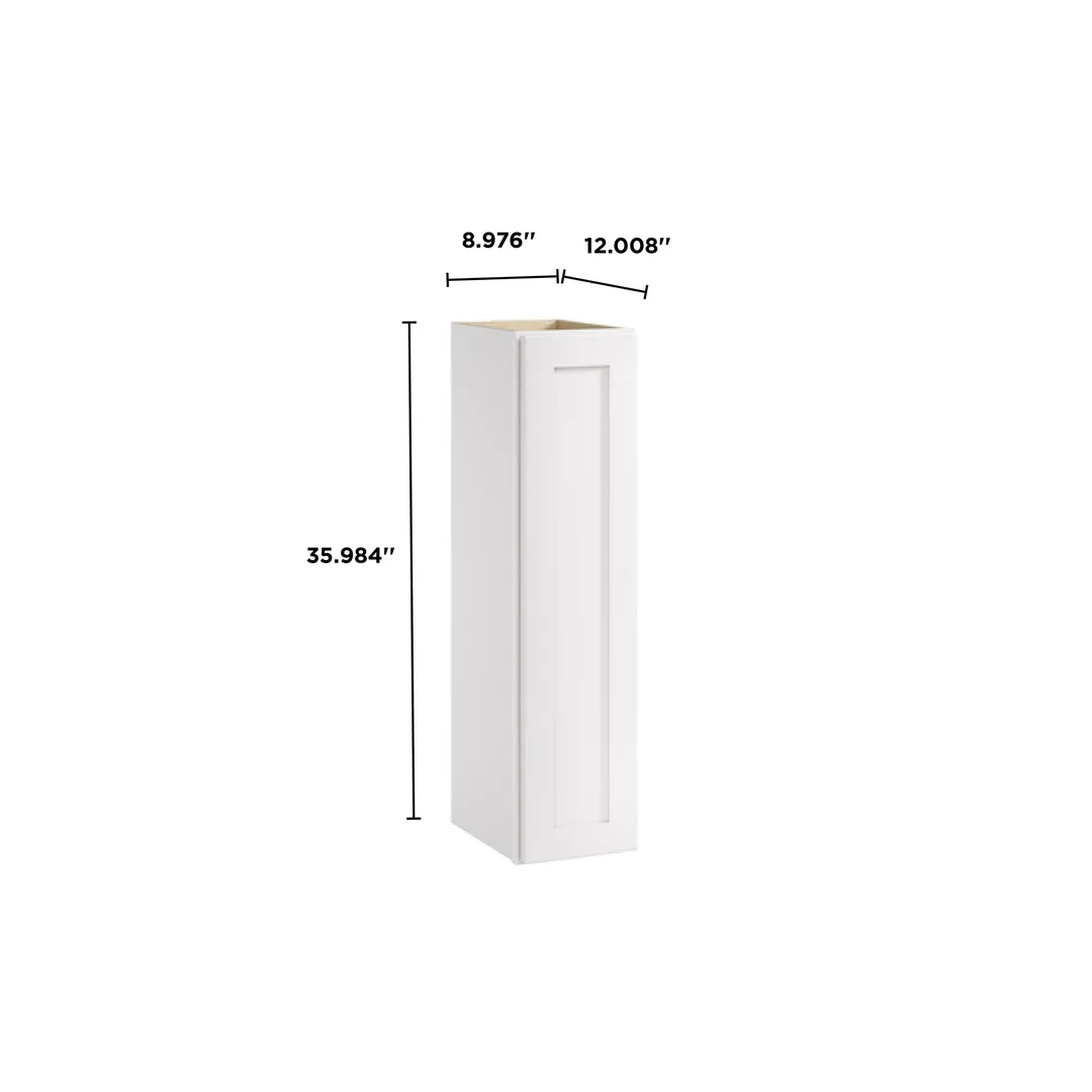 Whalen CLICK-IT Enfield 9-in W x 36-in H x 12-in D Classic White Birch Wall Ready To Assemble Plywood Cabinet (Raised Panel Shaker Door Style), photo 9 of 10