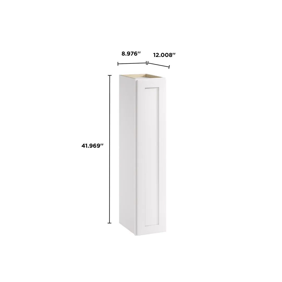 Whalen CLICK-IT Enfield 9-in W x 42-in H x 12-in D Classic White Birch Wall Ready To Assemble Plywood Cabinet (Raised Panel Shaker Door Style), photo 9 of 10