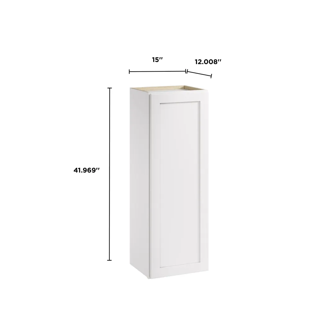 Whalen CLICK-IT Enfield 15-in W x 42-in H x 12-in D Classic White Birch Wall Ready To Assemble Plywood Cabinet (Raised Panel Shaker Door Style), photo 9 of 10