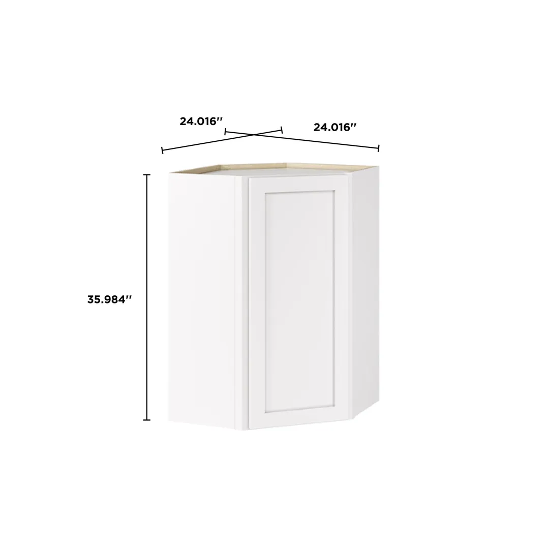 Whalen CLICK-IT Enfield 24-in W x 36-in H x 24-in D Classic White Birch Diagonal Corner Wall Ready To Assemble Plywood Cabinet (Raised Panel Shaker Style), photo 9 of 10