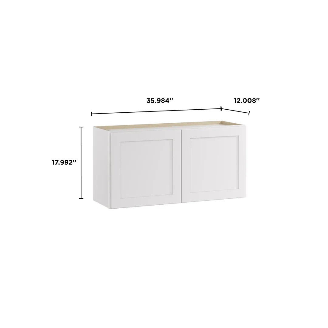 Whalen CLICK-IT Enfield 36-in W x 18-in H x 12-in D Classic White Birch Wall Ready To Assemble Plywood Cabinet (Raised Panel Shaker Door Style), photo 9 of 10