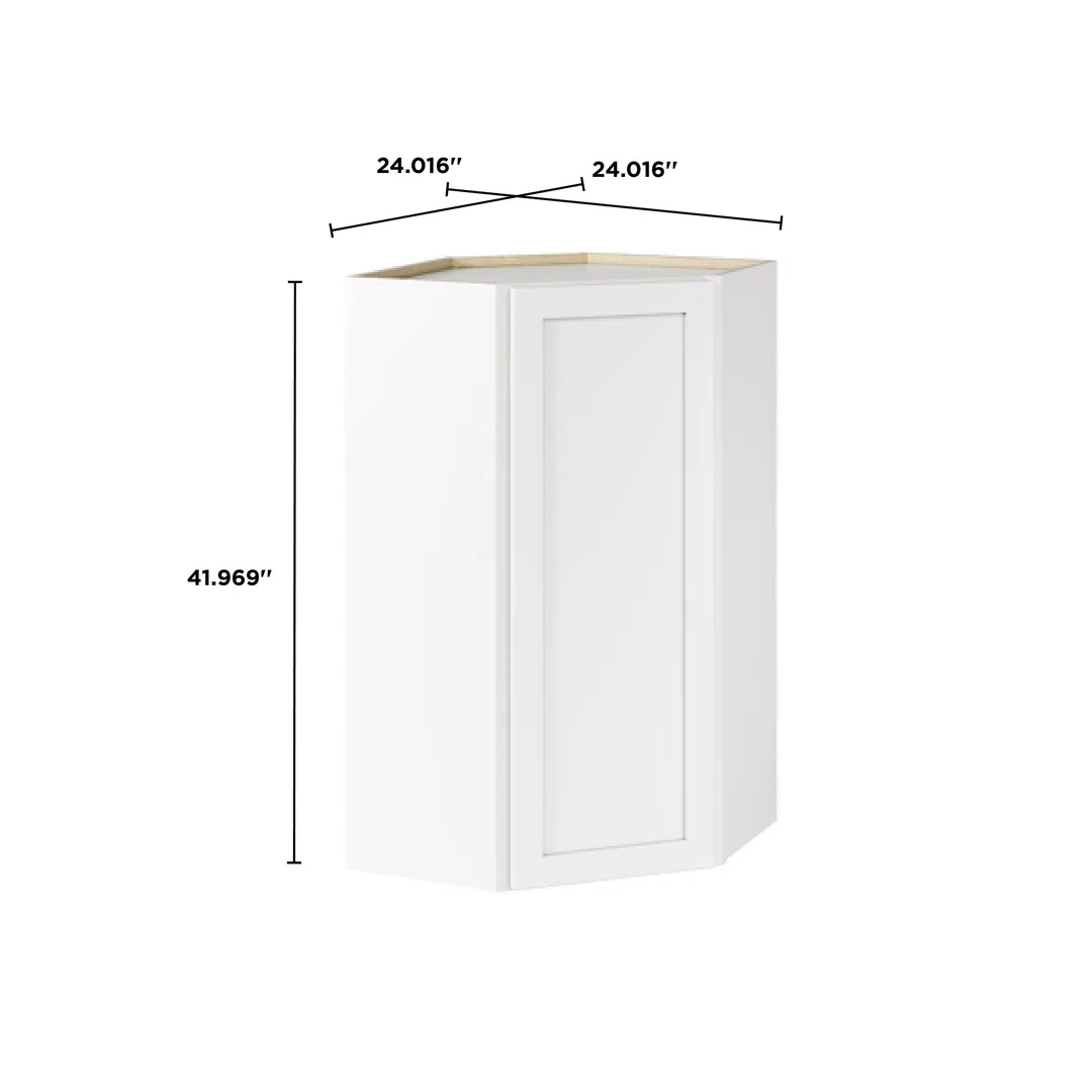Whalen CLICK-IT Enfield 24-in W x 42-in H x 24-in D Classic White Birch Diagonal Corner Wall Ready To Assemble Plywood Cabinet (Raised Panel Shaker Style), photo 10 of 11