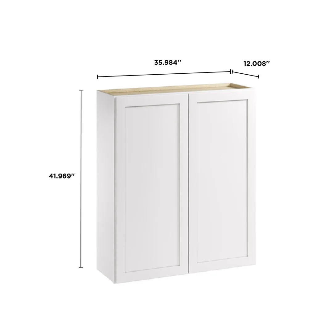 Whalen CLICK-IT Enfield 36-in W x 42-in H x 12-in D Classic White Birch Wall Ready To Assemble Plywood Cabinet (Raised Panel Shaker Door Style), photo 9 of 10