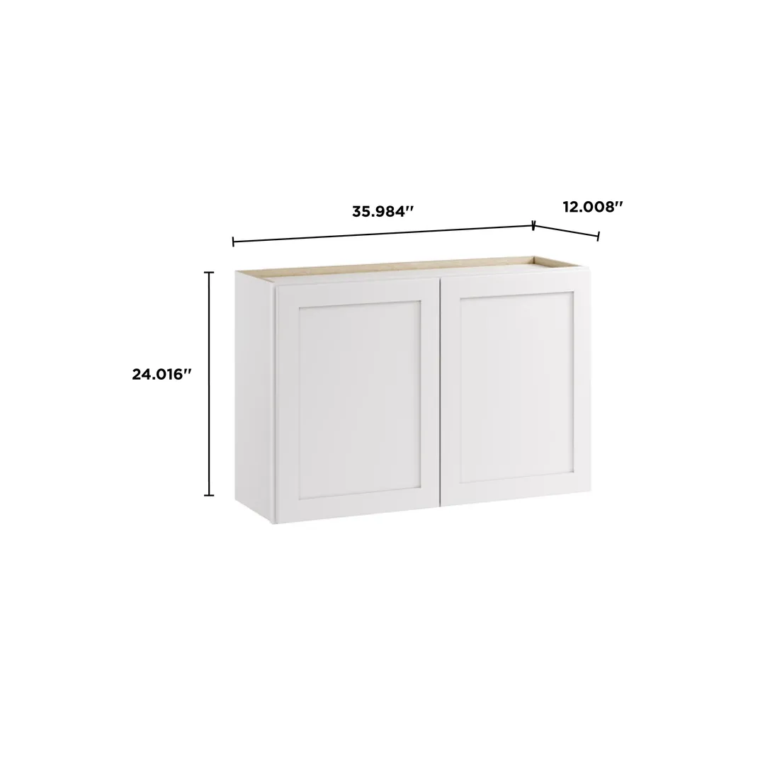 Whalen CLICK-IT Enfield 36-in W x 24-in H x 12-in D Classic White Birch Wall Ready To Assemble Plywood Cabinet (Raised Panel Shaker Door Style), photo 9 of 10