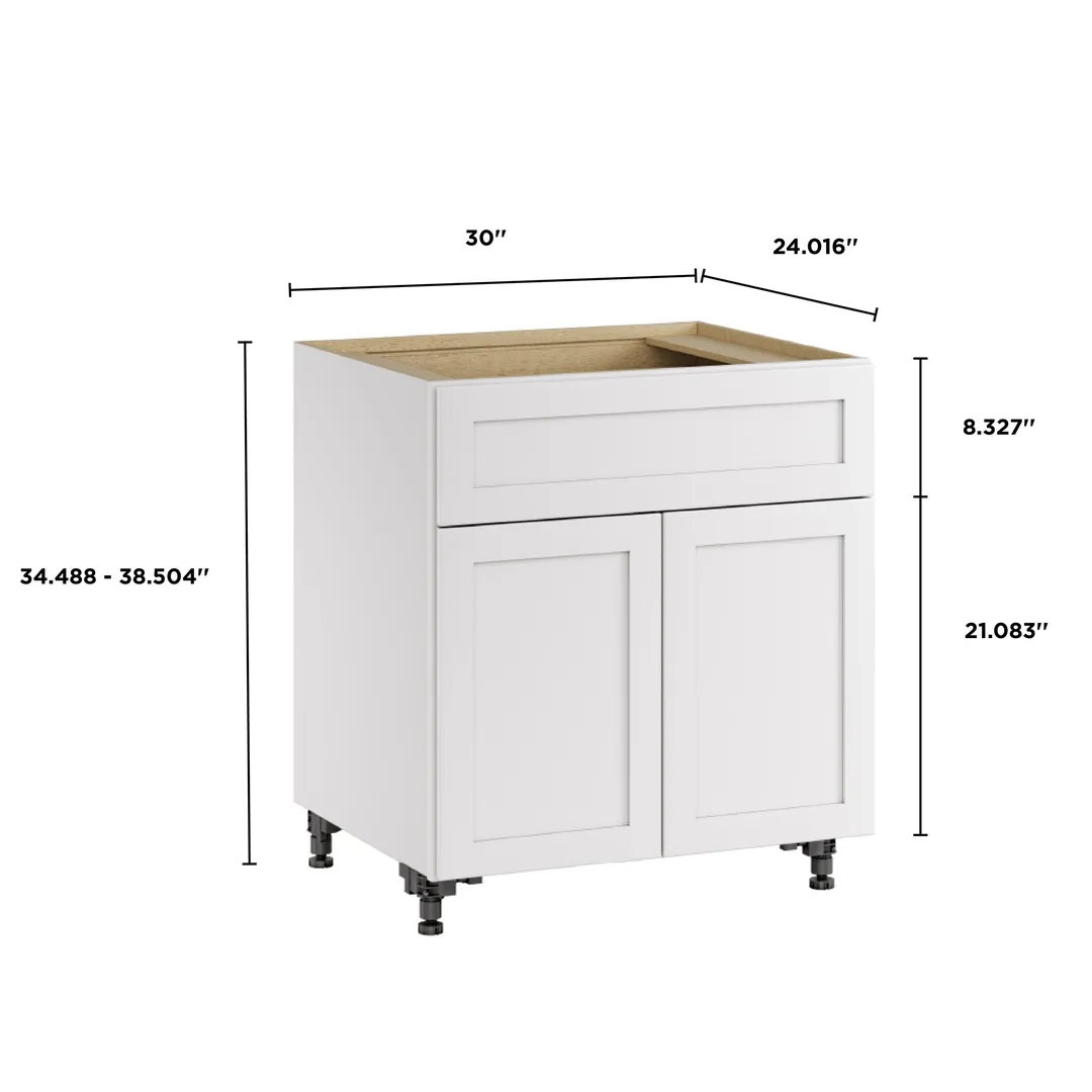 Whalen CLICK-IT Enfield 30-in W x 34.5-in H x 24-in D Classic White Birch 1-Drawer Base Ready To Assemble Plywood Cabinet (Raised Panel Shaker Style), photo 9 of 10