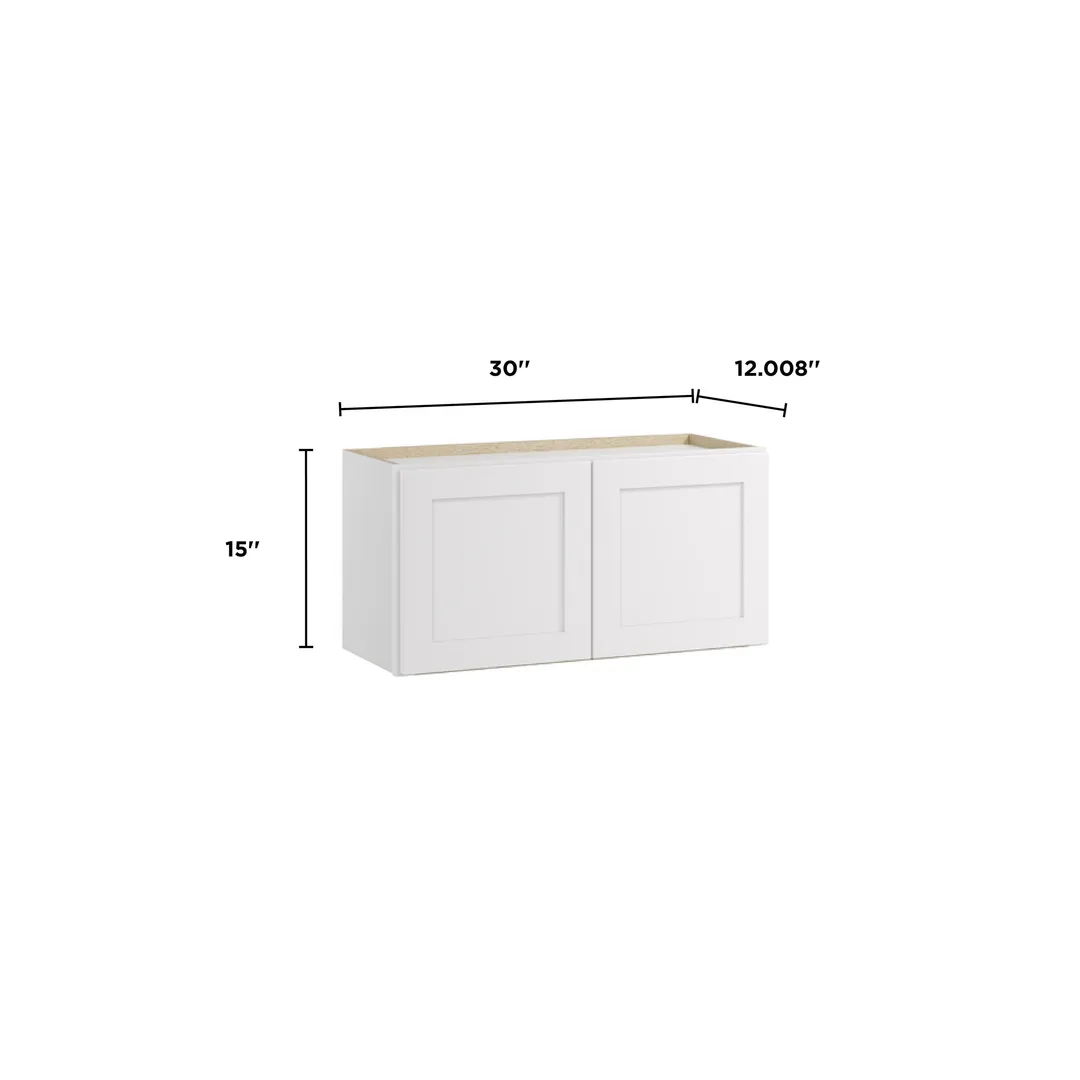 Whalen CLICK-IT Enfield 30-in W x 15-in H x 12-in D Classic White Birch Wall Ready To Assemble Plywood Cabinet (Raised Panel Shaker Door Style), photo 9 of 10