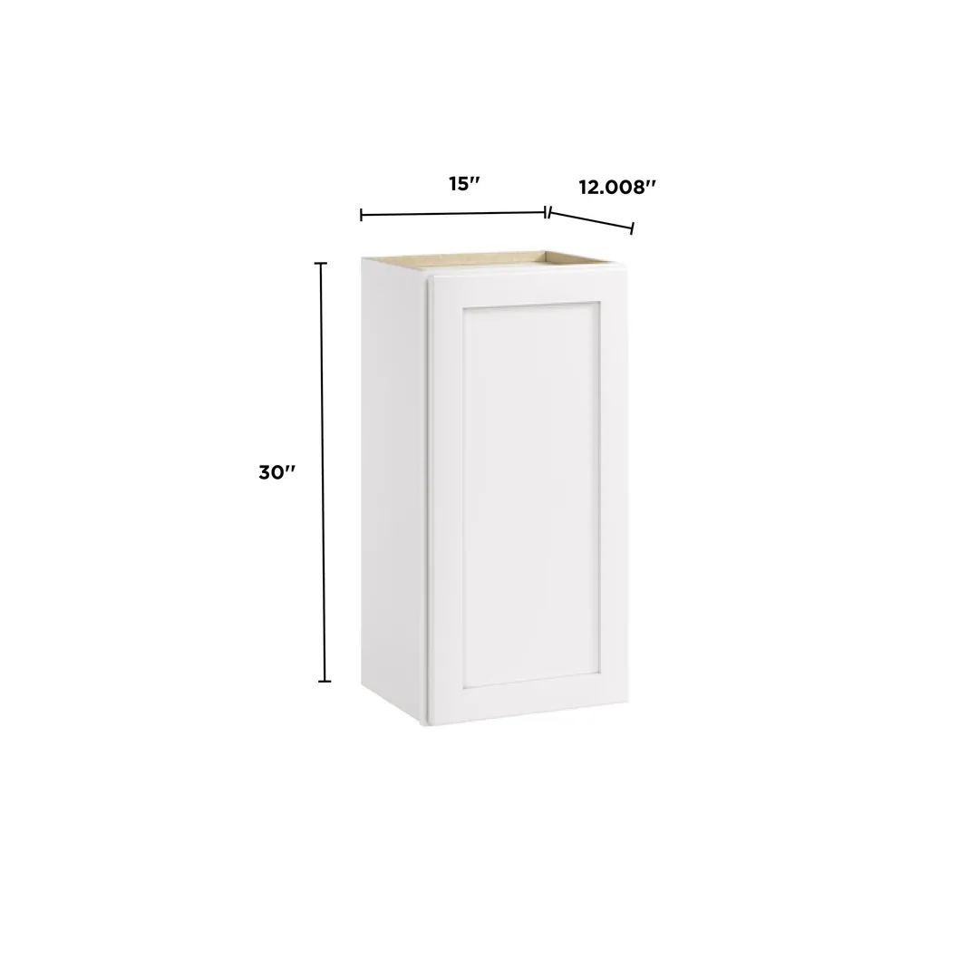 Whalen CLICK-IT Enfield 15-in W x 30-in H x 12-in D Classic White Birch Wall Ready To Assemble Plywood Cabinet (Raised Panel Shaker Door Style), photo 9 of 10
