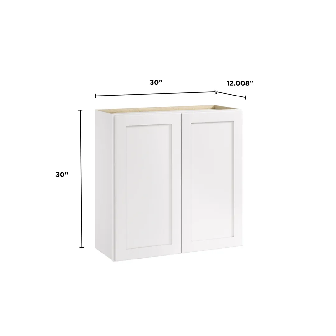 Whalen CLICK-IT Enfield 30-in W x 30-in H x 12-in D Classic White Birch Wall Ready To Assemble Plywood Cabinet (Raised Panel Shaker Door Style), photo 12 of 14