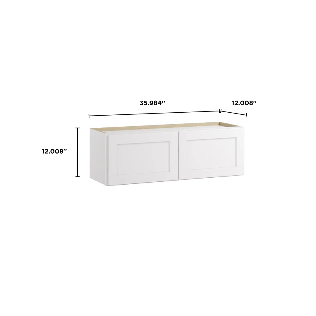 Whalen CLICK-IT Enfield 36-in W x 12-in H x 12-in D Classic White Birch Wall Ready To Assemble Plywood Cabinet (Raised Panel Shaker Door Style), photo 11 of 13