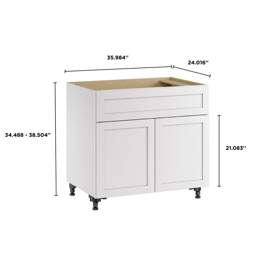 Whalen CLICK-IT Enfield 36-in W x 34.5-in H x 24-in D Classic White Birch Sink Base Ready To Assemble Plywood Cabinet (Raised Panel Shaker Style), photo 9 of 10