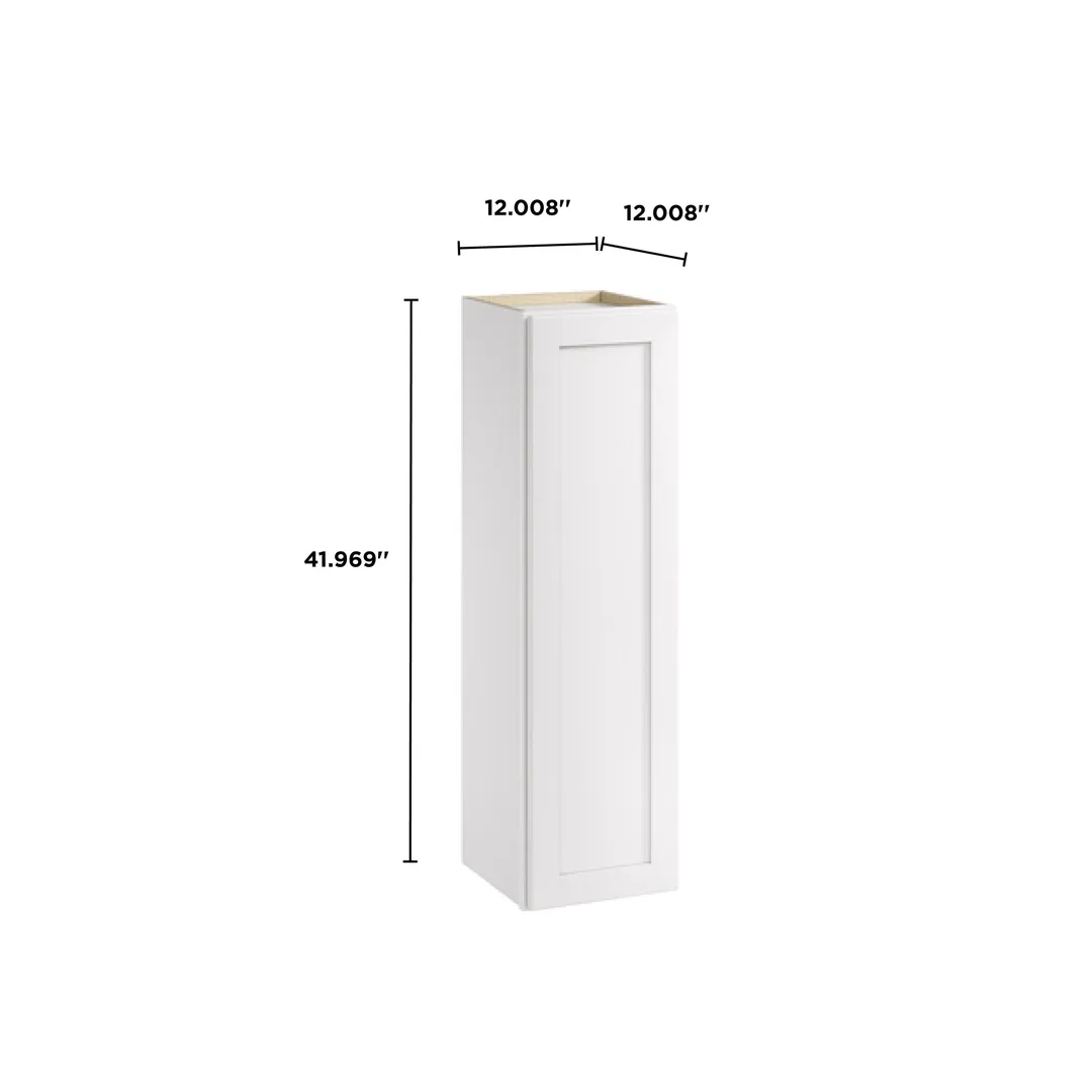 Whalen CLICK-IT Enfield 12-in W x 42-in H x 12-in D Classic White Birch Wall Ready To Assemble Plywood Cabinet (Raised Panel Shaker Door Style), photo 9 of 10