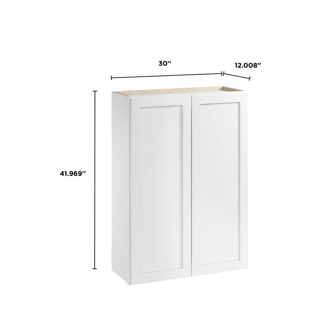 Whalen CLICK-IT Enfield 30-in W x 42-in H x 12-in D Classic White Birch Wall Ready To Assemble Plywood Cabinet (Raised Panel Shaker Door Style), photo 9 of 10