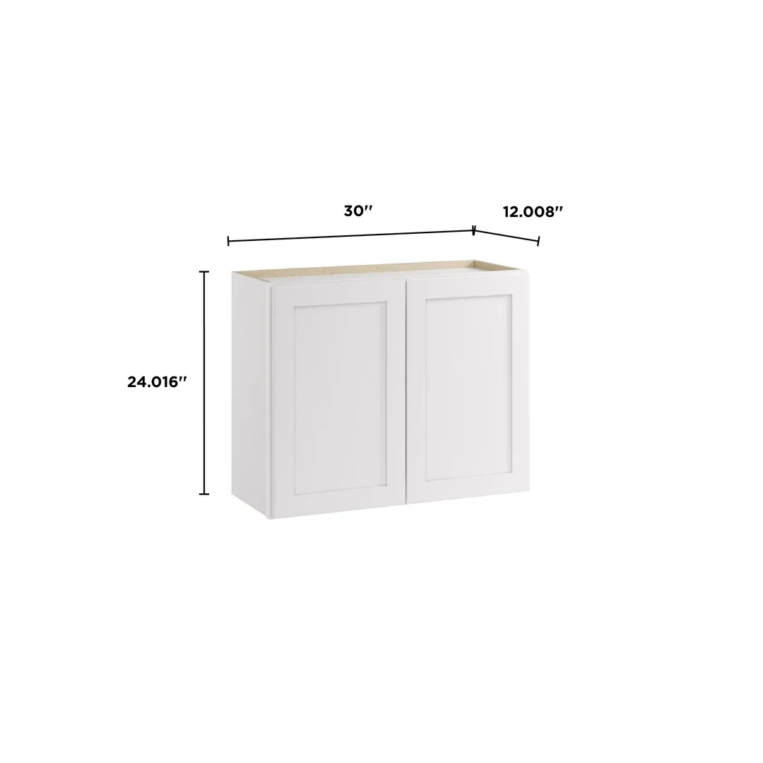 Whalen CLICK-IT Enfield 30-in W x 24-in H x 12-in D Classic White Birch Wall Ready To Assemble Plywood Cabinet (Raised Panel Shaker Door Style), photo 10 of 12