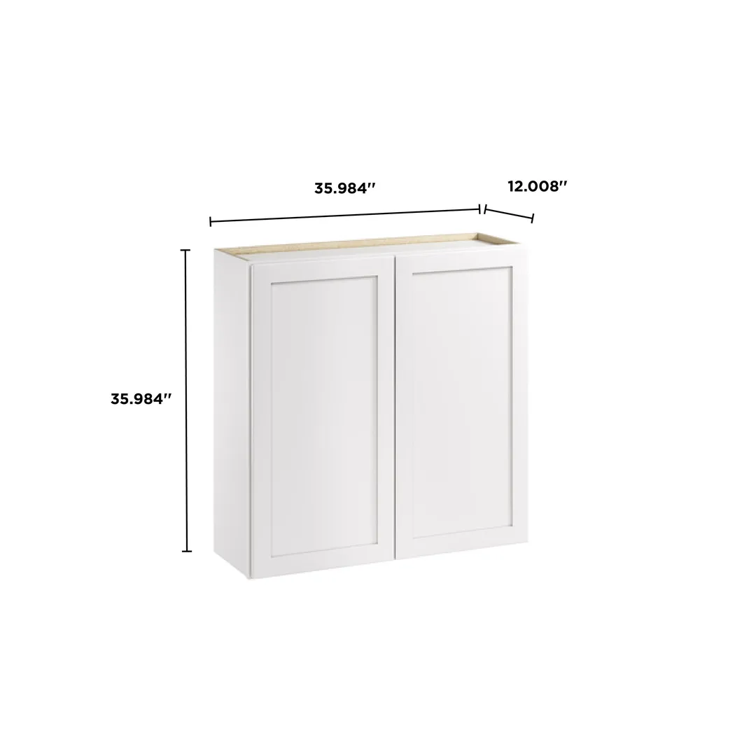 Whalen CLICK-IT Enfield 36-in W x 36-in H x 12-in D Classic White Birch Wall Ready To Assemble Plywood Cabinet (Raised Panel Shaker Door Style), photo 9 of 10